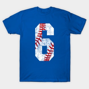 Vintage #6 Baseball Laces Baseball Mom Jersey Love Baseball 6th Birthday T-shirt T-Shirt